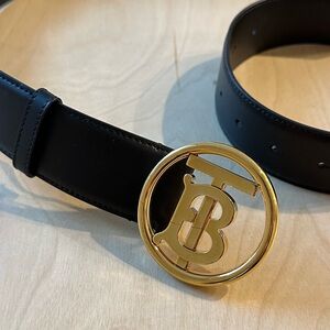 Burberry TB Black Leather Belt